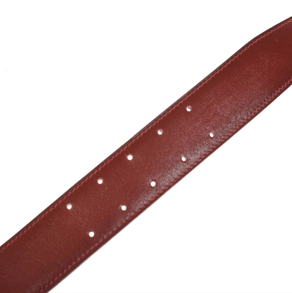 HERMES Logo Gold Buckle Leather Belt in Bordeaux Red! - Picture 9 of 15